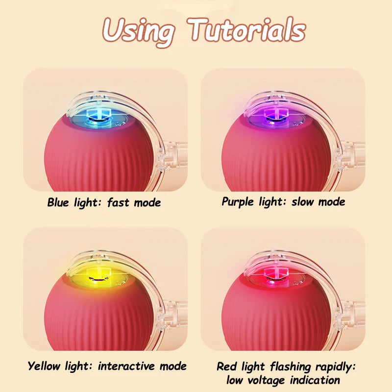 Interactive Automatic Rolling Ball Toy for Cats and Dogs, Rechargeable Smart Pet Toy with Faux Tail